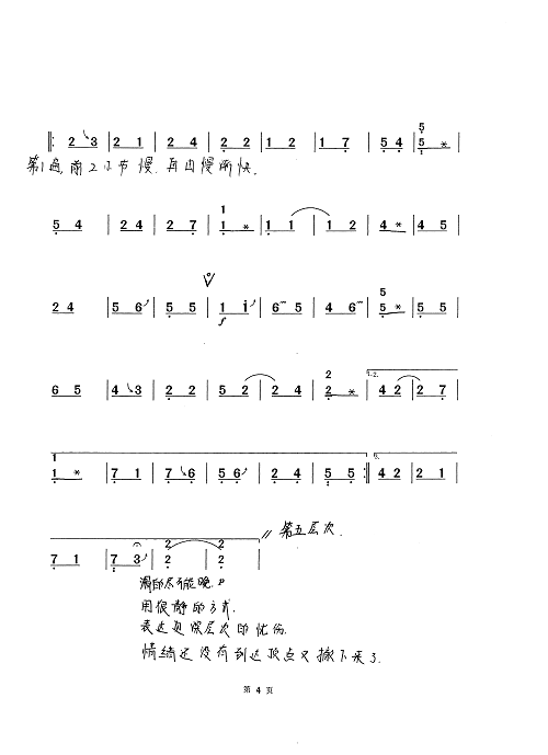 袁莎古筝《禅院钟声》曲谱笔记资料